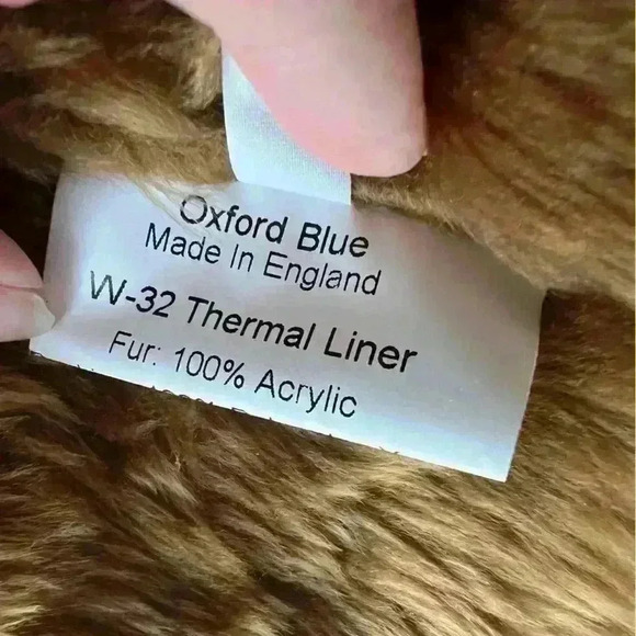 Vintage Oxford Blue Thermal Tan Brown Winter Fall Faux Acrylic Fur Lined Vest - Picture 4 of 12